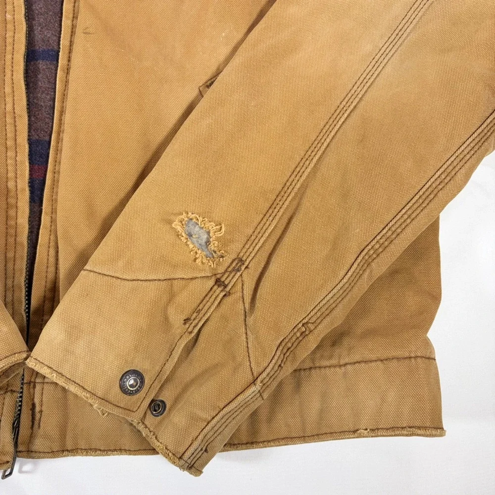 Abercrombie Fitch Men XL Canvas Detroit Work Jacket Blanket Lined Distressed Y2K